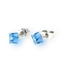 SPARK KOLCZYKI SAMLL CUBE STUDS AQUAMARINE