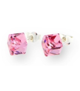 SPARK KOLCZYKI MEDIUM CUBE STUDS LIGHT ROSE 